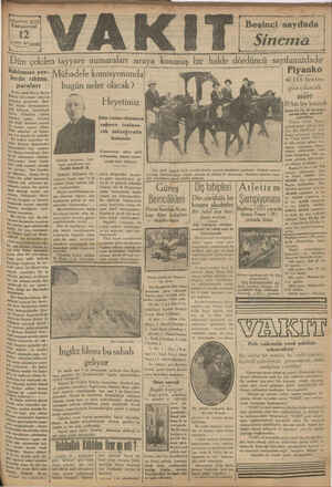 Vakit Gazetesi 12 Ekim 1929 kapağı