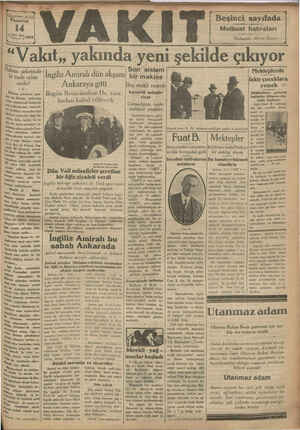 Vakit Gazetesi 14 Ekim 1929 kapağı
