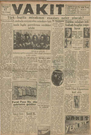 Vakit Gazetesi 17 Ekim 1929 kapağı