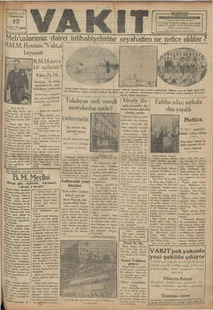 Vakit Gazetesi 19 Ekim 1929 kapağı