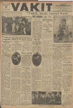 Vakit Gazetesi 21 Ekim 1929 kapağı