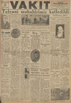 Vakit Gazetesi 22 Ekim 1929 kapağı