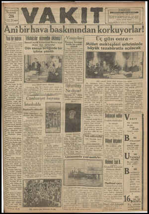 Vakit Gazetesi 28 Ekim 1929 kapağı
