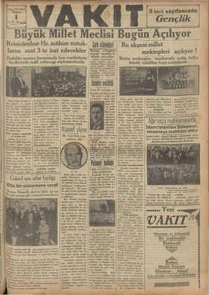 Vakit Gazetesi 1 Kasım 1929 kapağı