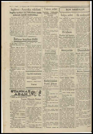  2. — VAKIT — 25 Teşrinisani 1929 . İngiltere - Amerika rekabeti İngiliz lortları bu rekabeti izale edecek teklifi reddettiler