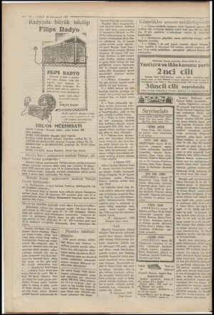  — 19 — VAKIT 26 Kânunevvel 1929 — m Radyoda büyük inkılâp Filips Radyo Dünyanın en basit en müküm- mel radyo cihazıdır Artuk