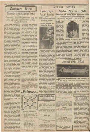  — 6 — VAKIT 1 Mart 1930 | Zampara Kıral | Tehditle susturulan bir baba “ Dyersölen , kızının kaçırılmasına karşı ba- ğınp...