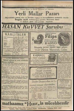  — li — VAKIT. 2 Mart 1935 — Türkiye Sanayi ve Maadin Bankasına ait Fabrikalar Yerli Mallar Pazarı Bayramınızı tebrik eder ve