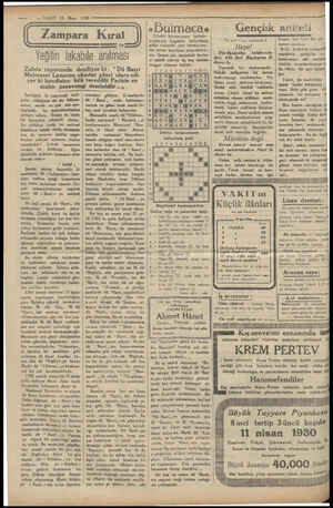  — VAKIT 15 Mart 1930 Zampara Kıral a TA eğitin lakabile anılması Zabıta raporunda deniliyor ki : “Dü Barri Matmazel Lansonu