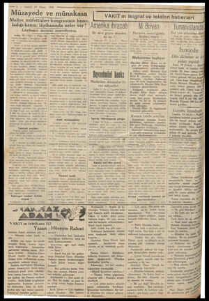  — 2? — VAKIT 19 Nisan 1930 Müzayede ve münakasa i VAKIT ın telgraf ve telefon haberleri Maliye müfettişleri kongresinin...