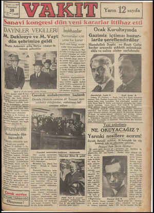  TN sayı 442 azartesi 1 1930 ve 4 öncü Nissn DAYİNLER M. Deklozye ve M. Vayt EKİLLERİ dün şehrimize geldi Bugün Ankaraya gid