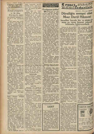    — 4 — VAKIT 24 Mayıs 1930 — WAR İktisat programı ve bir itiraz smet paşa C.H. fırkasının reisi sıfatile fırka hüküme- tinin
