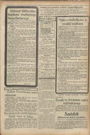    Akhisar tütüncüler bankası muhterem hissedarlarına: 1 — Akhisar tütüncüler bankasının 18 Mart 1930 tarihinde toplanan...