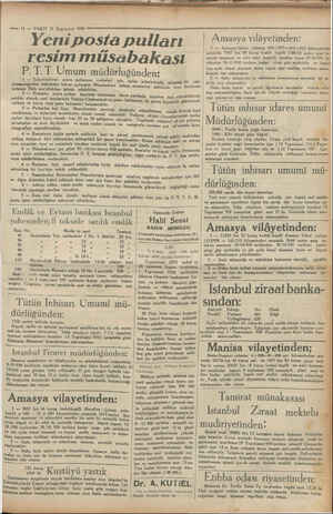    # 11 — VAKIT 31 Teşrineve! 1930 — Yeni posta pulları resim müsabakası P.T.T. Umum müdürluğünden; 1 — Tabettirilecek posta