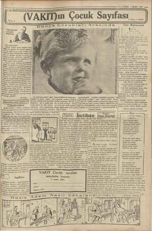     9 — VAKIT 1 MART 1931 e ın Çocuk Sayıfası No. 1 Pa m Okuyucula- tu aşbapa Yukardaki şekilde nokta olan yerle Pp re sadasız