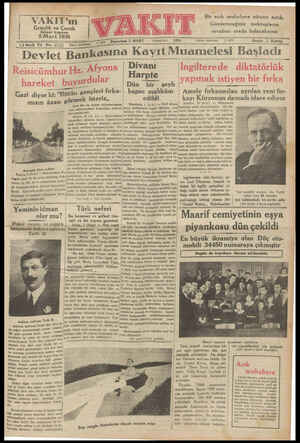  VAKIT'ın Gençlik ve Çocuk iktısat kuponu 2 Mart 1931 Id üncü Yıl No. 4721 İdare telefonu: Devlet Bankasına bak şi Gazi diyor