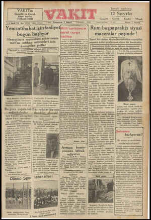  VAKIT'ın Gençlik ve Çocuk iktısat kuponu 7 Mart 1931 İd üncü Yıl No. 4796 Yeniintihabat için faaliyet bugün 2. 4370 başlıyor