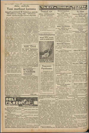  — 2 —VAKIT 5 Haziran 1931 Atina mektubu Yeni matbuat kanunu Muhalif gazetelerin M. Venizelosa şiddetli hücümlarına sebep...