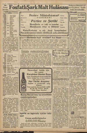  — 8 — VAKIT 29 Temmuz 1931 FosfatlıŞark Malt Hulâsası 1 Süt Veren Anneler Mânları Kilo 20,000 Taze fasulya 20,000 Taze kabak