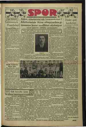    1931 — 5 — VAKIT 12 Eylül LSpor Haberleri | | Balkan müsabakalarında kazanacakmıyız ? Atletlerimizin “Atina olimpiyadına
