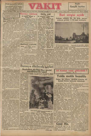    Idüncü Yıl »Sayı: 4914 lünre yeri: Jetanbul, Ankara ca. Vakıt Yurdu Pâzartesi 14 Eylül © wncn ay) 1931 m m — — — - İMaricj