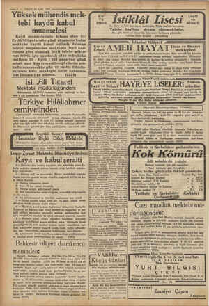     — 8 — VAKIT 24 Eylül 1931 Yüksek mühendis mek- tebi kaydu kabul muamelesi Kayıt muamelesinin hitamı olan 24/ Eylül/931...