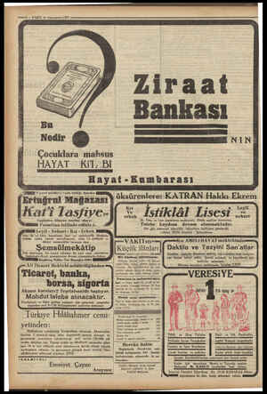  ——8— VAKTM sü Teşrmevvel 1931 Çocuklara mahsus HAYAT KiT,.BI Hayat-Kumbarası öaüreileresiATRANHkl Esin X İstiklâl Lisesi !£.