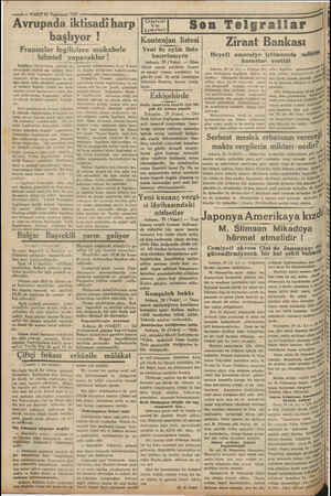  —? — VAKIT 30 Teşrinsani 1931 Avrupada iktisadi harp başlıyor ! Fransızlar İngilizlere mukabele : ... bilmisil ya İngiHere