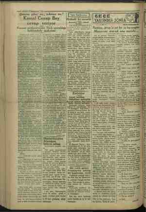    —8—VAKTT 17 Kânunnevvel 1931 Omana çıkar mı, bekilaz mı : Kemal Cenap Bey cevap veriyor Fransız profesörünün Türk...