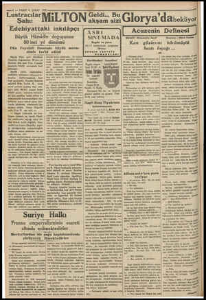  4 — VAKIT 6 ŞUBAT 1932 İELTONŞ Lustracılar Şahı: Edebiyattaki ir inkılâpçı Büyük e Hâmidin do: doğuşunun 80 inci yıl dönümü