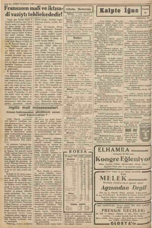    — 4— VAKIT 26 ŞUBAT 1932 - Fransanın mali ve iktısa- Günün Muhtırası | di vaziytı tehliekededir! Geçen gün Pariste Palais