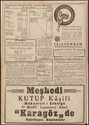  — 3— VAKIT 16 MART 1952 — Türkiye imar Bankası Türk Anonim Şirketinin Hatlübat 1931 Senesi Düyunat Bilançosu Hissedarlar :