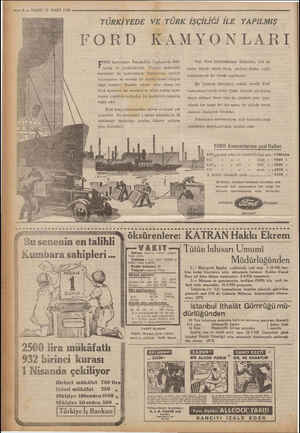    W — 8 — VAKIT 26 MART 1932 mem - — —— — TÜRKİYEDE VE TÜRK İŞÇİLİĞİ İLE YAPILMIŞ FORD KAMYONLARI ORD kamyonları İstanbul'da