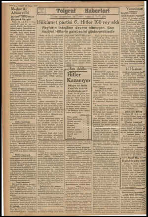  —3 — VAKIT 25 Nisan 1932 — Meşhur iki Alman edibi Isviçre tabiiyetine Geçmek isteyor Berlin 24, (A.A) — Garp cephesinde yeni