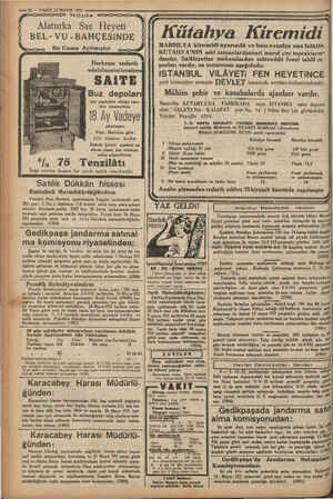    — 12 — VAKTT 12 MAYIS 1932 Müjde o Alaturka Saz Heyeti BEL- VU -BAHÇESiNDE Bu Cuma Açılmıştır Herkesin tedarik...