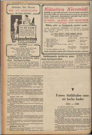  1932 Müjde Alaturka Saz Heyeti BEL - VU -BAHÇESiNDE Bu Cuma Açılmıştır İSTANBUL ViLÂYETi FEN HEYETiNCE i, > is | Evlâdınin