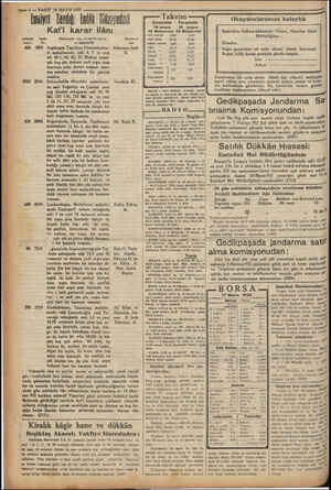  6 — VAKTT 18 MAYIS 1937 ——— Emniyet Sazdığı fmlâk Kzerefes Kat'i karar ilânı Amtırmı  basap Merbunatın cins ve mev'ile mevki