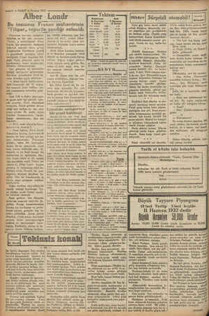    > mm 6 — VAKIT 6 Haziran 1932 Alber Londr Takivm Pazartesi Salı .. . iş İ Nakleden & Hikâye! Sürprizli otomobil! pe Ss ğ —