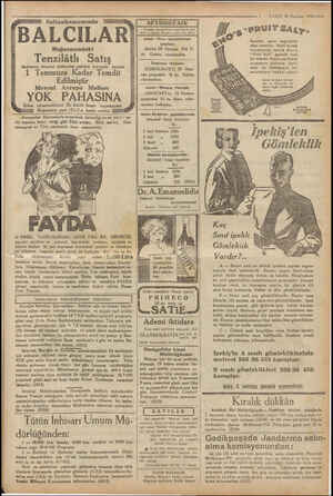  7 . VAKIT 28 Haziran 19372 —> Sultanhamamında 'BALCILAR Mağazasındaki Tenzilâtlı Satış Muhterem İstanbul halkından görülen