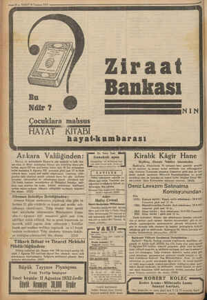  li 12 — VAKTT 28 Temmuz 193? e a eya | b ni Ankara Valiliğinden: Merkez ilk mekteplerile Etimes'ut yatı mektebi ve halk öku-