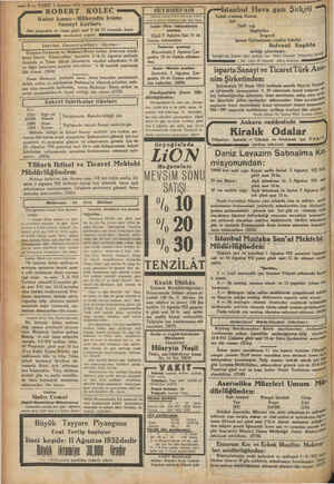  ARŞ —— 8 — VAKIT 1 Ağustos 1957 ROBERT KOLE Kolec kısmı - Mühendis kısmı Sanayi kurları. Her perşembe ve cuma günü saat 9 ilâ