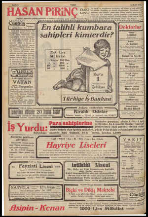  N 21 Eylul 1937 AN PiRiNÇ buğdayı nişastasile yapılan mahallebi ve tatlıların nefasetine payan yoktur. Heryerde Hasan...