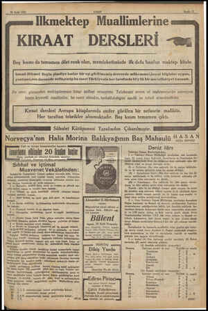  29 Eylül 1932 İlkmektep Muallimlerine Sayıfa 11 KIRAAT DERSLERİ - Beş kısmı da tamamen dört renk olan, memleketimizde ilk...