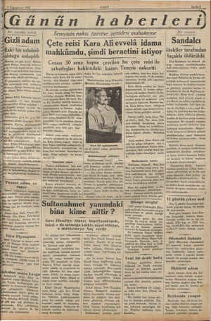  A AŞIP e ğini 7 Teşrinievvel 1932 Bir cesedin sahibi Gizli adam “Eski bir sabıkalı olduğu anlaşıldı Bundan on gün evvel...