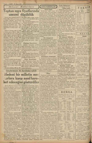 ii VAKIT 14 Mayıs 1933 Iktısat Haberleri Toptan eşya fiyatlarınd a umumi düşüklük Ticraet odası istatistik şubesi şe- fi...