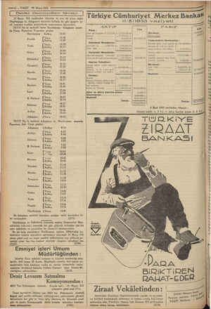  Gi Â — pa ya —12—VAKIT 18 Mayıs 1933 | Devlet Demiryolları ilânları | 15 Mayıs 933 tarihinden itibaren ve yeni bir iş'ara...