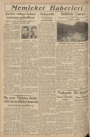    — 10— VAKIT 27 M-yıs 1933 — nin YY YE EMT gama amaaa di Memleket Haberleri ' yy ya yy Kg Şarkta vebayı bakari tamamen...