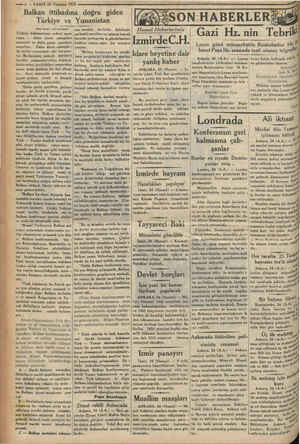      3 >: - - VAKIT 25 Temmuz 1933 — © Balkan ittihadına diği giden Türkiye ve (Baş tarafı 1 İnci sayıfada) Türkiye...