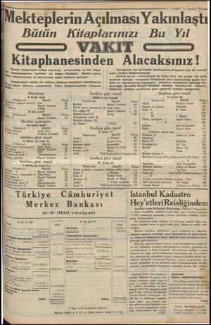  11 — VAKIT 15 Ağustos 193 Tune ekteplerin AçılmasıYakınlaştı Bütün Kitaplarınızı lar, | İlkmekteplerin tarihleri Istanbuldaki