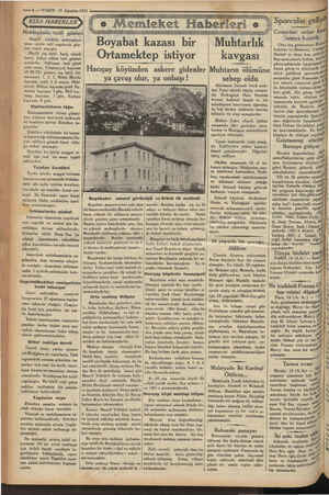  | —6—VAKIT 15 Ağustos 1933 İ KISA HABERLER Mekteplerin tadil günleri Maarif o vekâleti mekteplere sene içinde tatil yapılacak